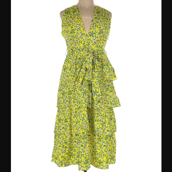 Banjanan Eliza Dress Audrey Sprig Aurora Cotton Poplin Midi - Picture 4 of 10